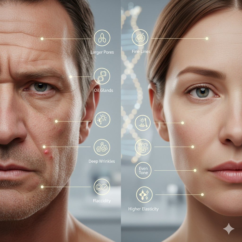 ¿Por Qué Tu Piel No Es Igual? Guía de la Piel Masculina vs. Femenina