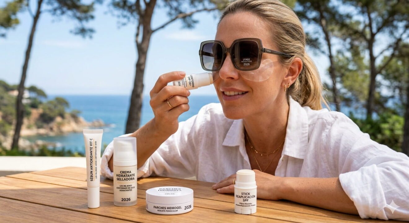 El Kit de Supervivencia para el Contorno: SPF, Parches y Gafas de Sol.